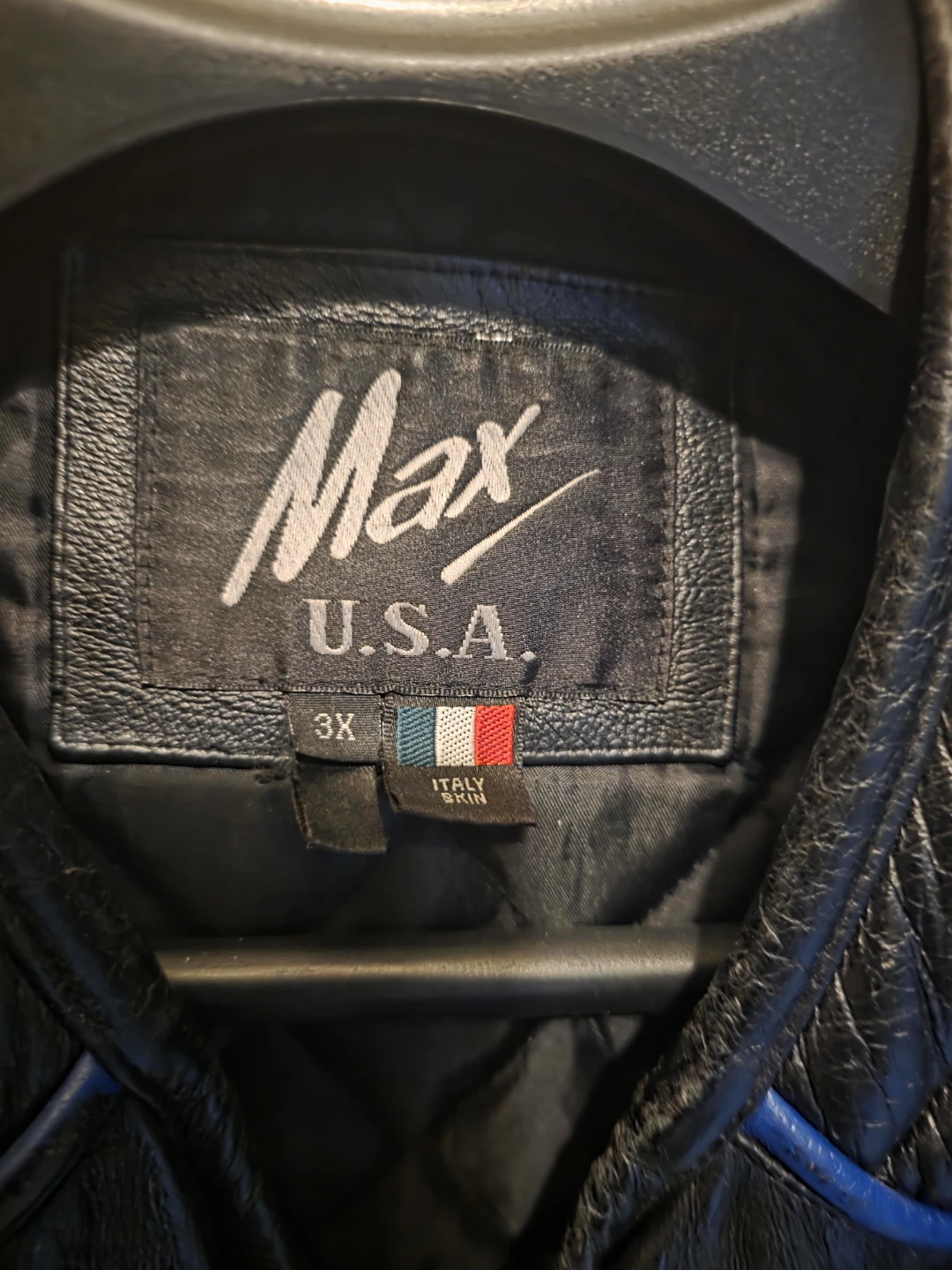 Mens leather jacket black and blue - photo 2