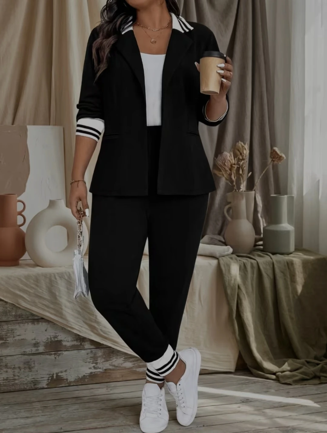 Plus Size Ladies Black Tracksuit Set 2XL NEW