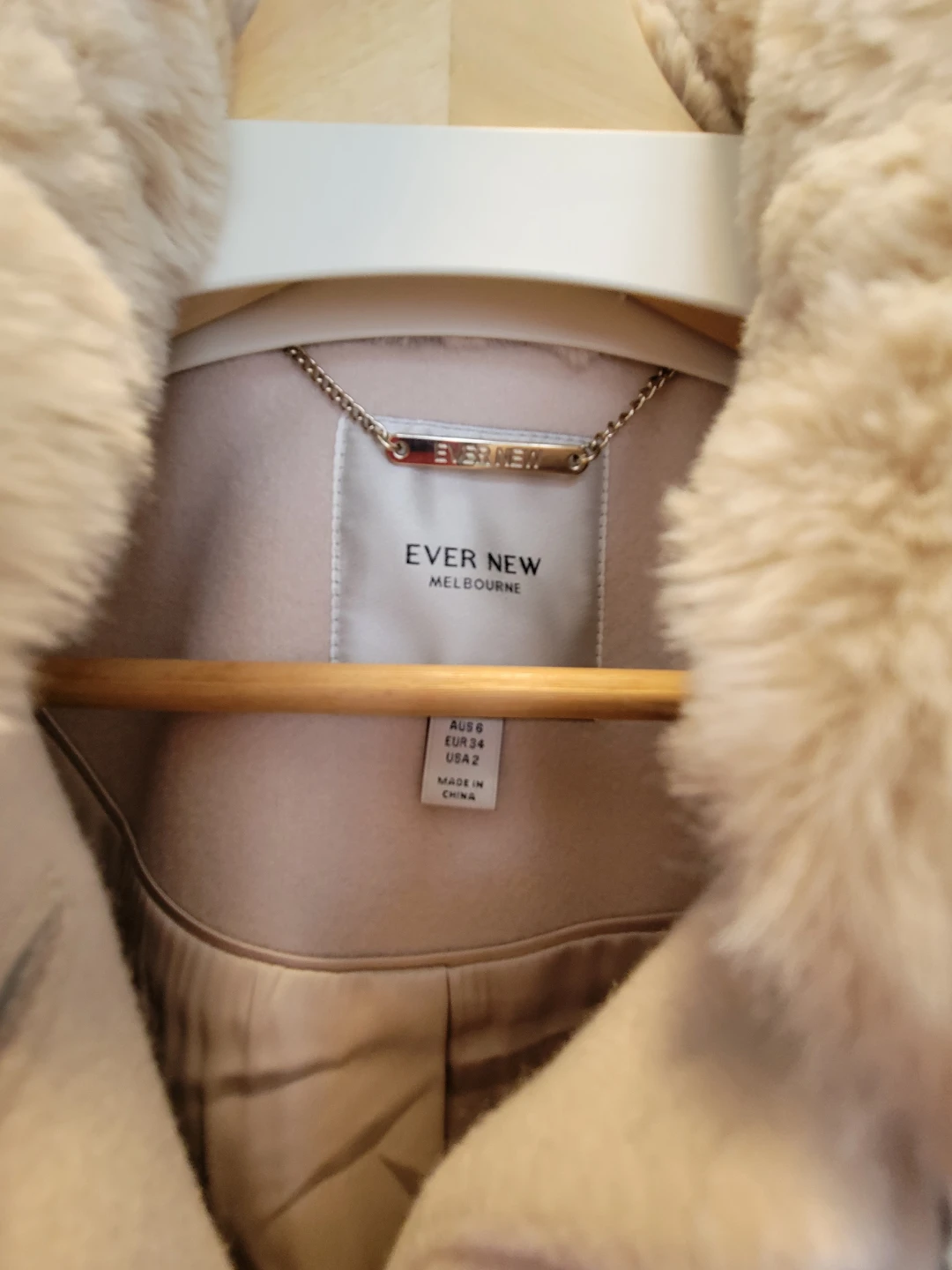 Ever New Cream Coat with Fur Collar - photo 3