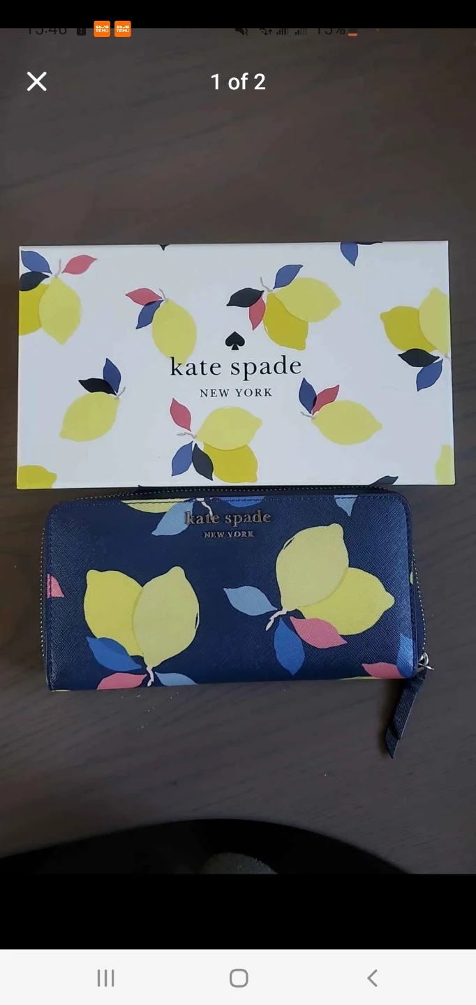 Kate Spade Lemon Print Zip Around Wallet