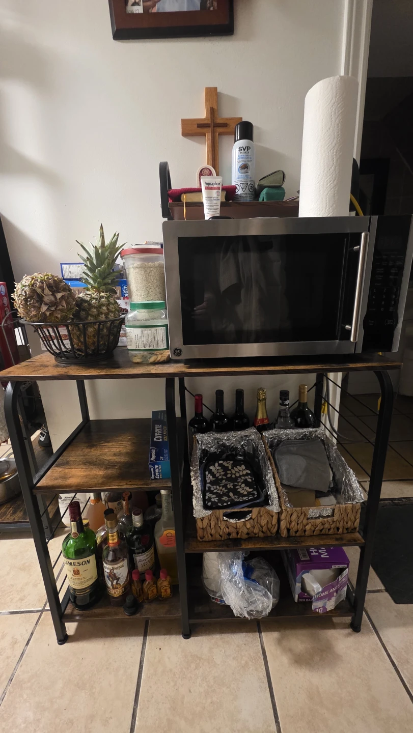Industrial Style Kitchen Baker's Rack with Microwave Shelf