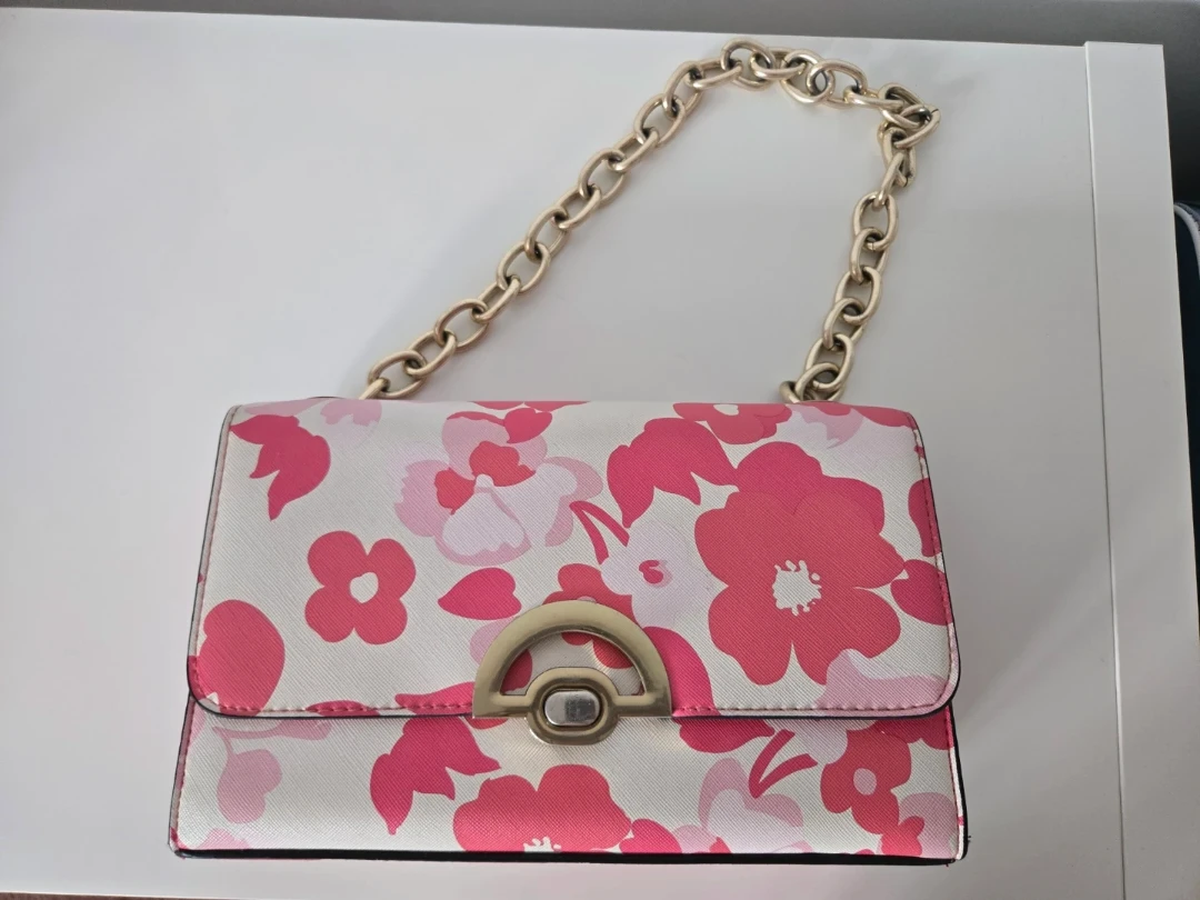 Pink Floral Chain Shoulder Bag