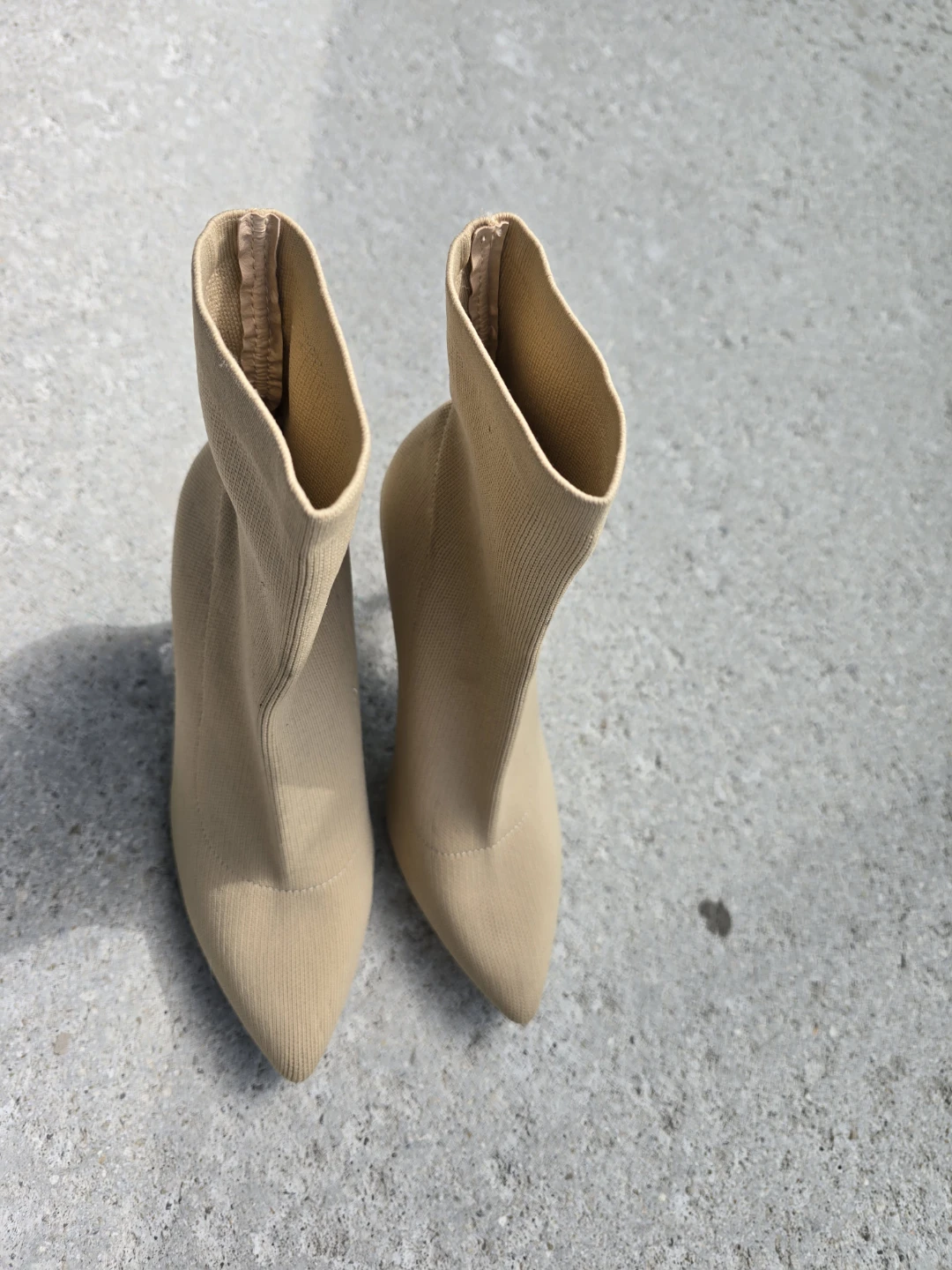 Beige Sock Heeled Boots - photo 2