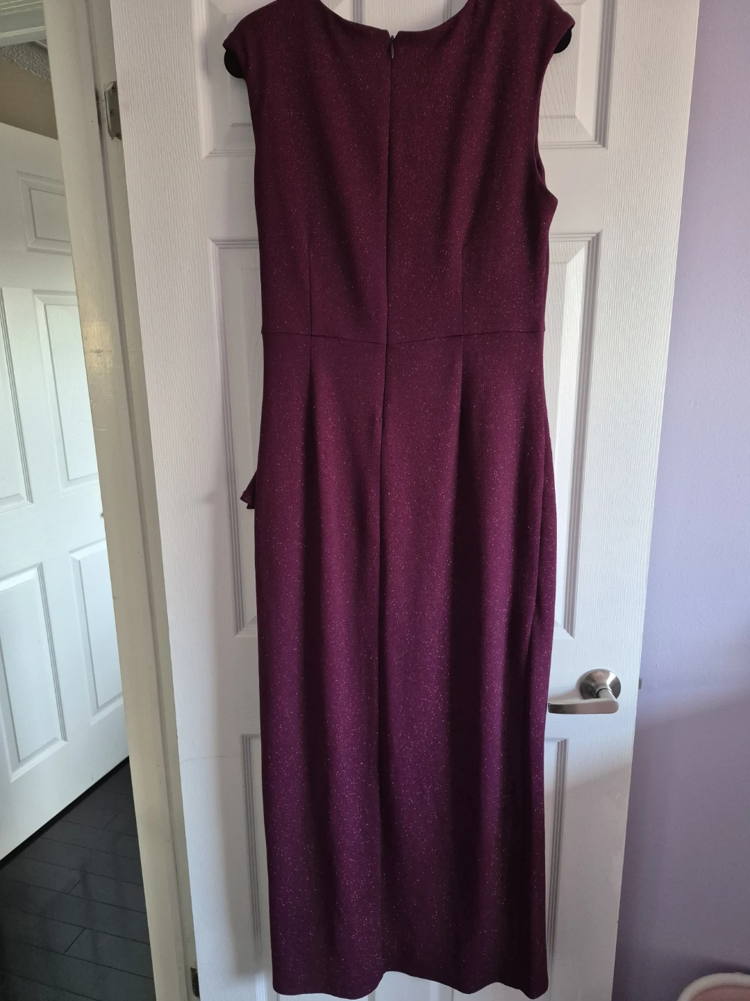 Deep plum shimmer Women's Beaded Neckline Sheath Dress - Size 14 - photo 4