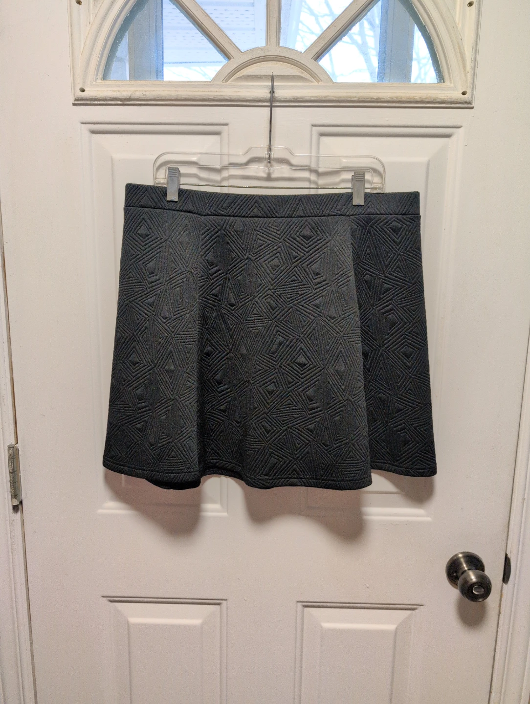 ATTITUDE Black Textured Skater Skirt Size 16 (L/G)