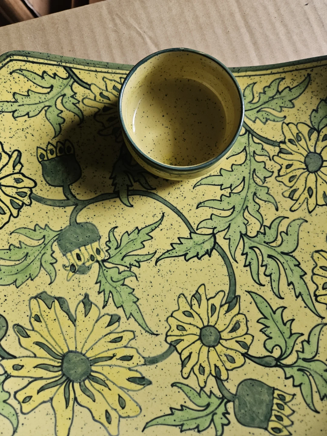 Yellow Floral Snack Plate with Dip Bowl - photo 3