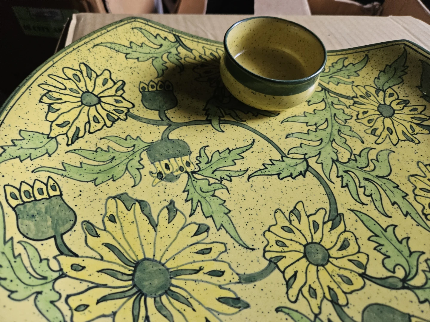 Yellow Floral Snack Plate with Dip Bowl - photo 5