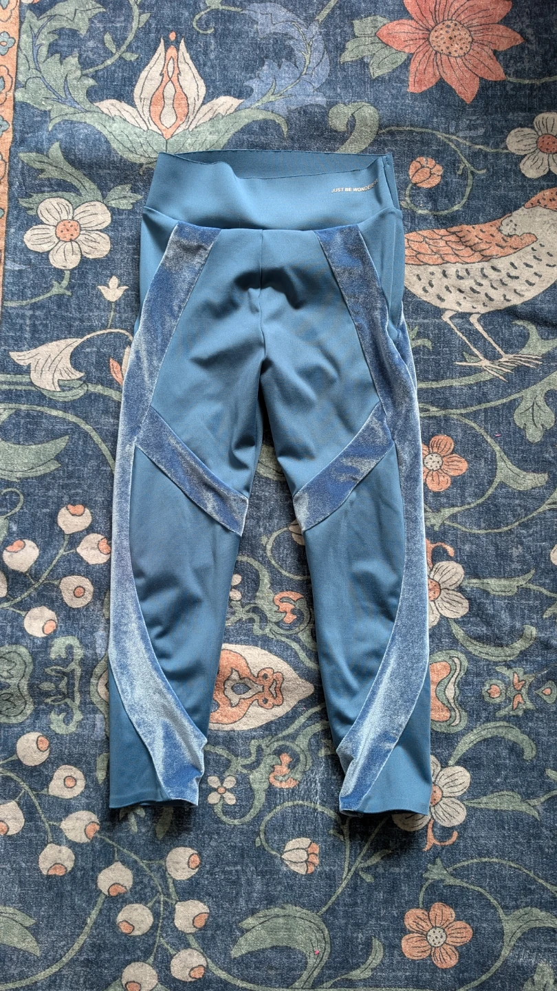 ZARA Kids Blue Velour Trim Leggings Size 6-7