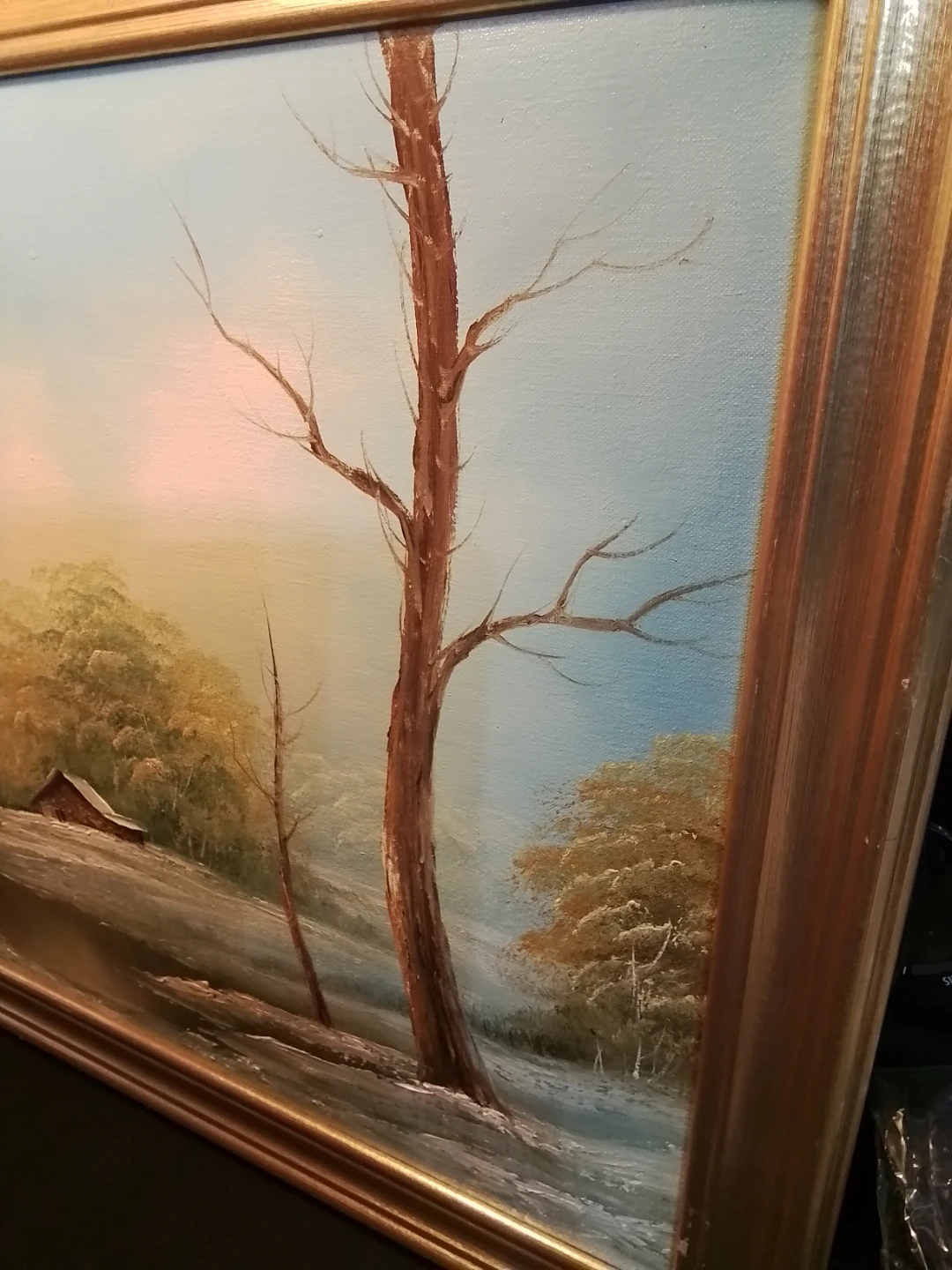 Original Signed Winter Landscape OOC Painting 23.25x19.5" - photo 4