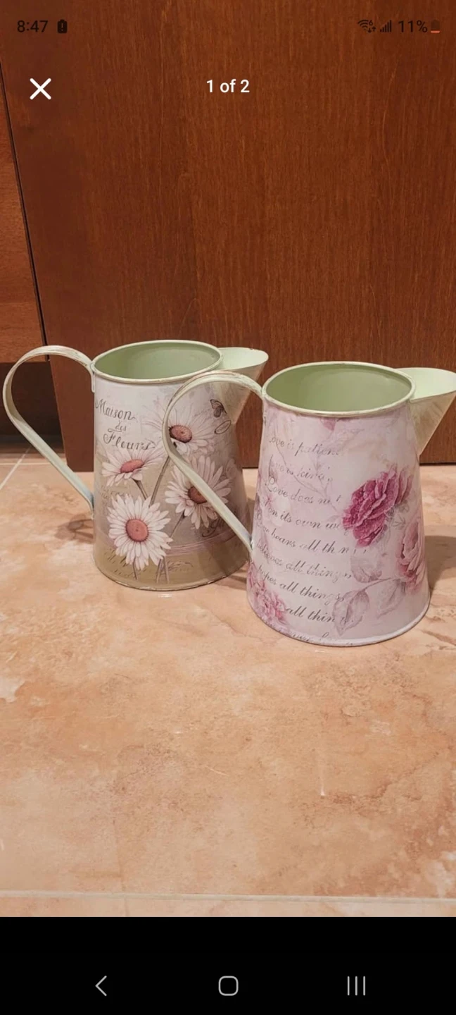 Cute pair of metal pitchers