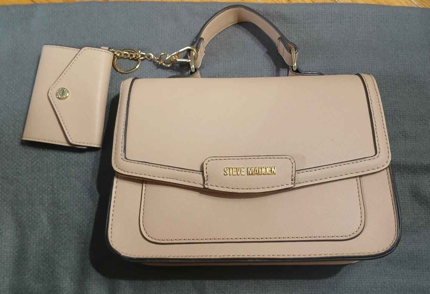 Steve Madden Pink Satchel Handbag with Matching Cardholder