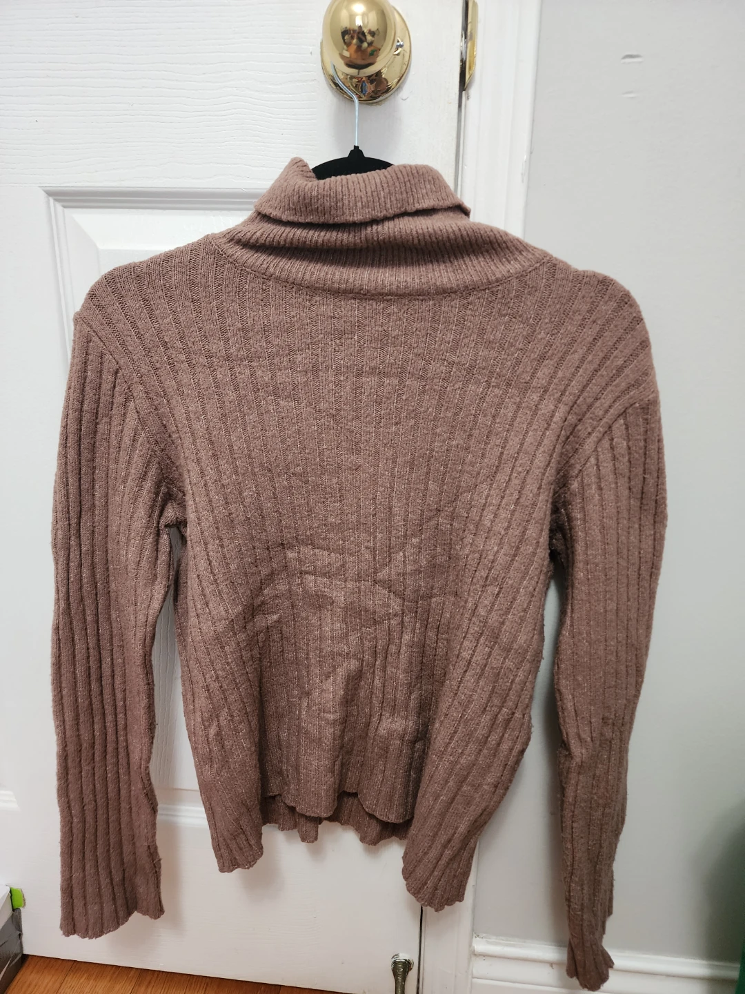 Dusty Rose / Brown Ribbed Turtleneck Sweater - Size S - photo 2