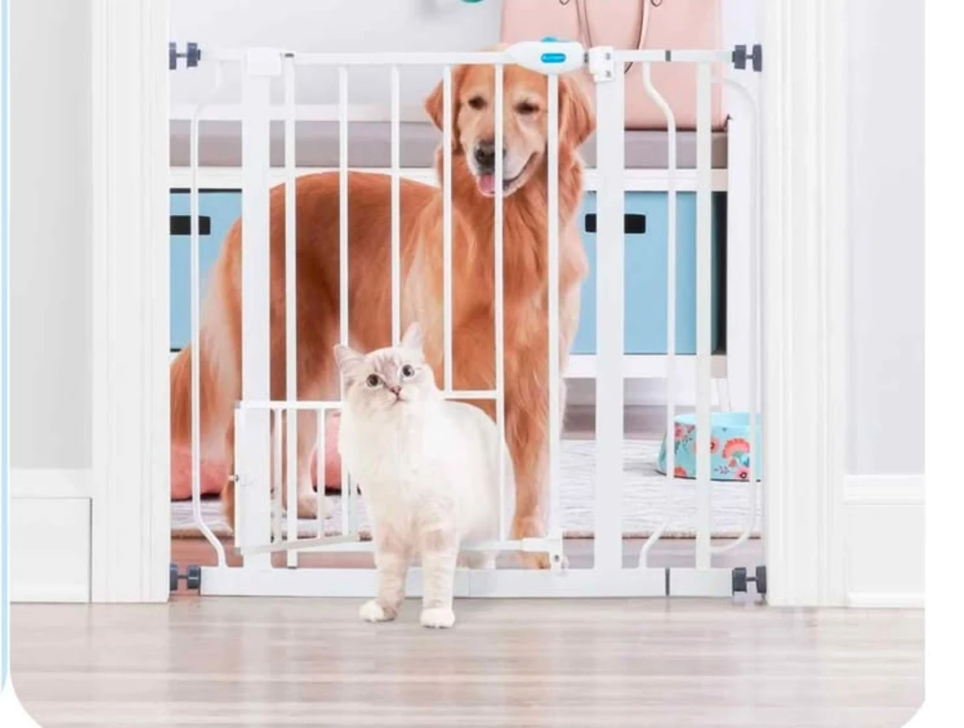 White Metal Pet Gate - Pressure/Hardware Mounted