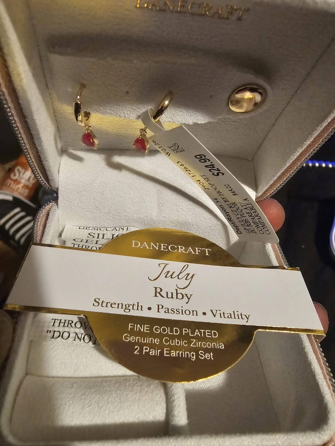 Danecraft July Ruby 2 Pair Earring Set