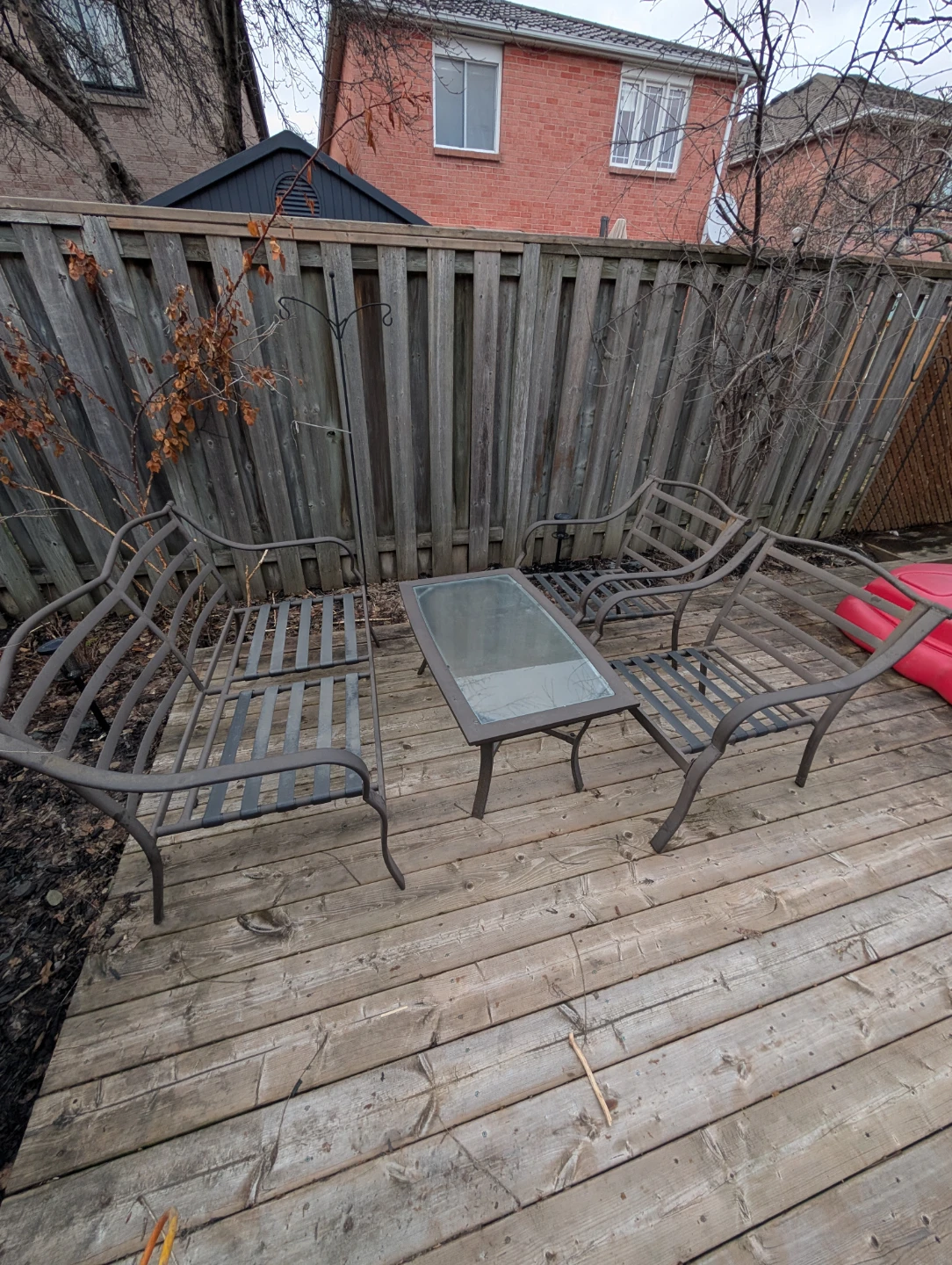 Metal Patio Furniture Set with Glass Table