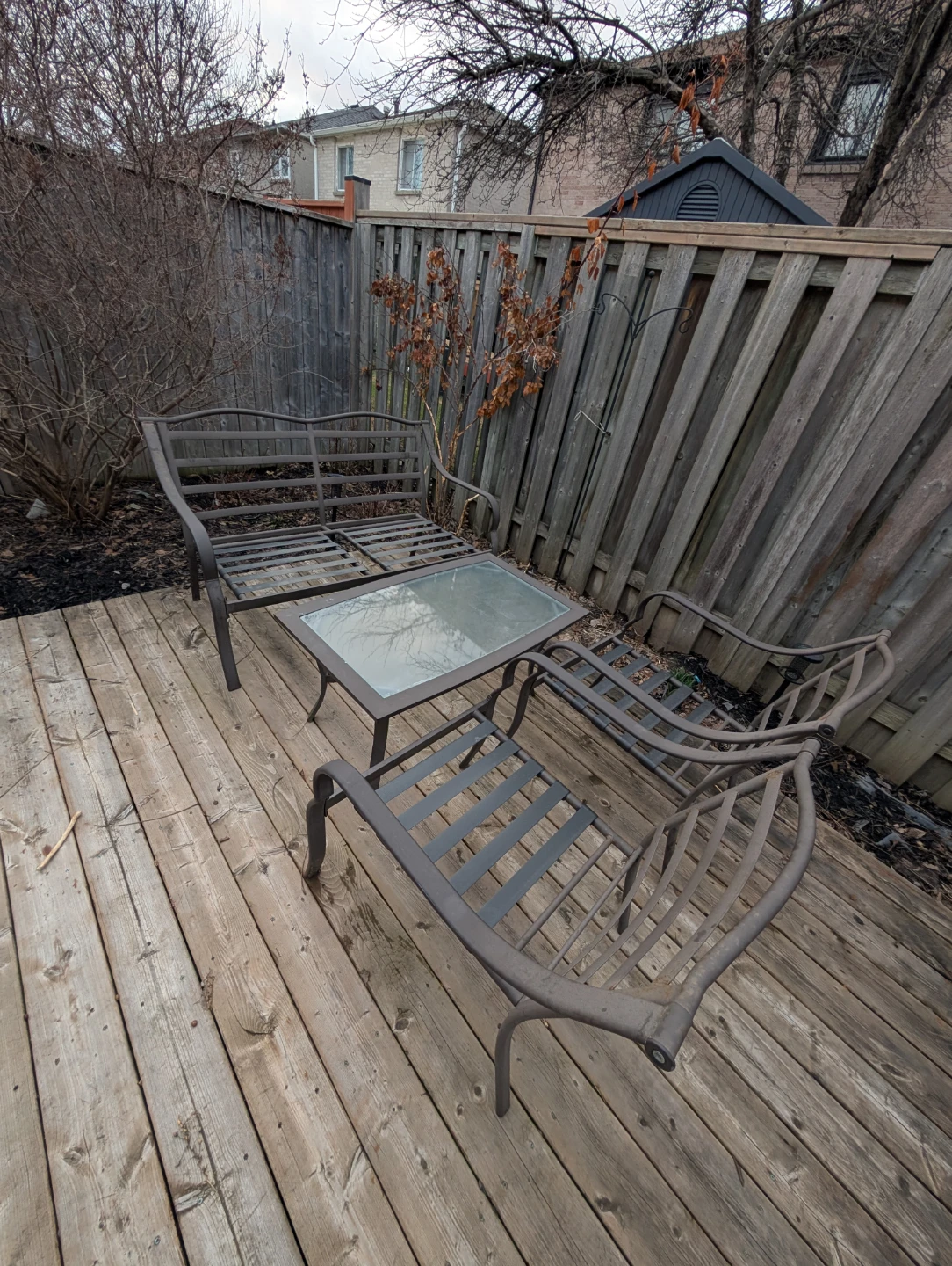Metal Patio Furniture Set with Glass Table - photo 2