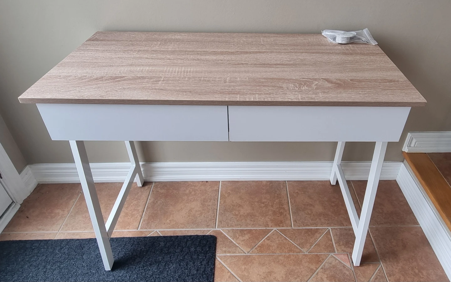 Wood and White Desk with Two Drawers - photo 2