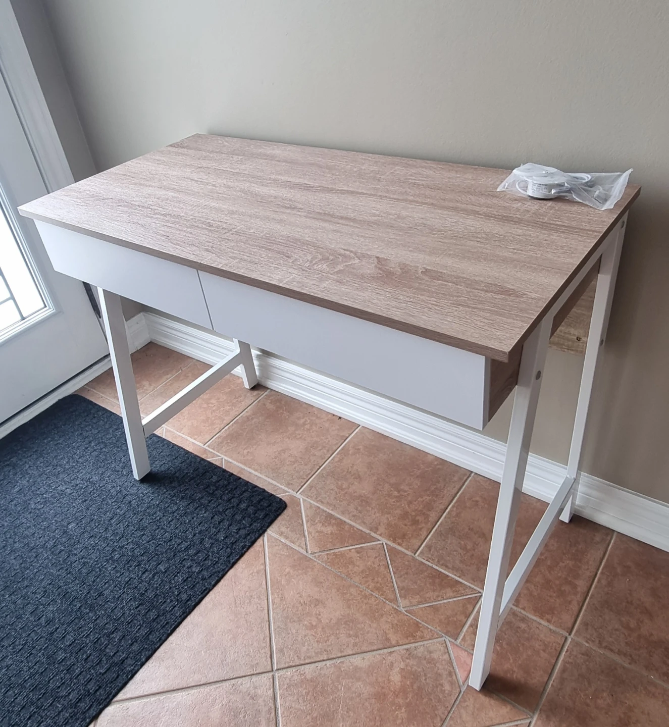 Wood and White Desk with Two Drawers - photo 3