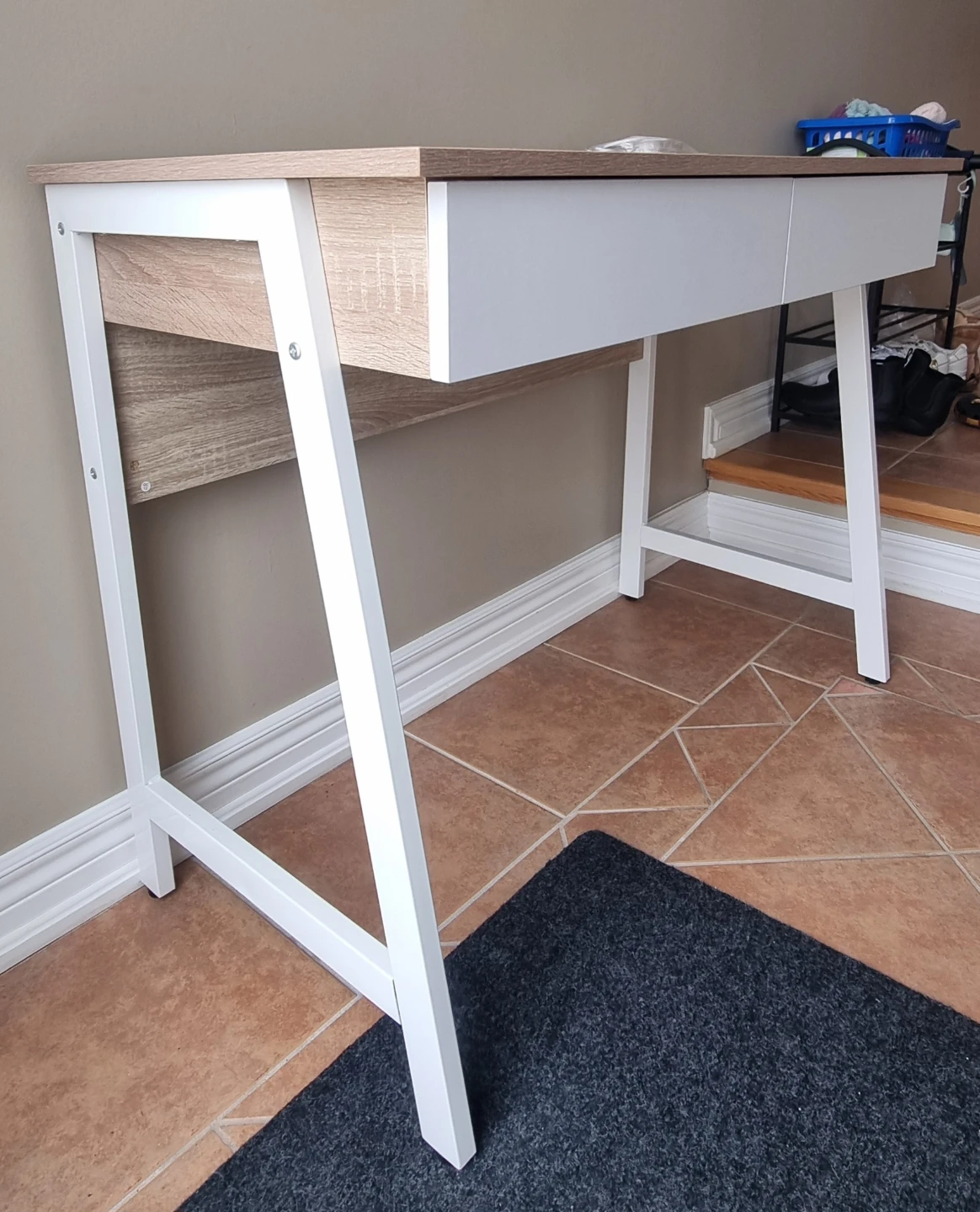Wood and White Desk with Two Drawers - photo 4
