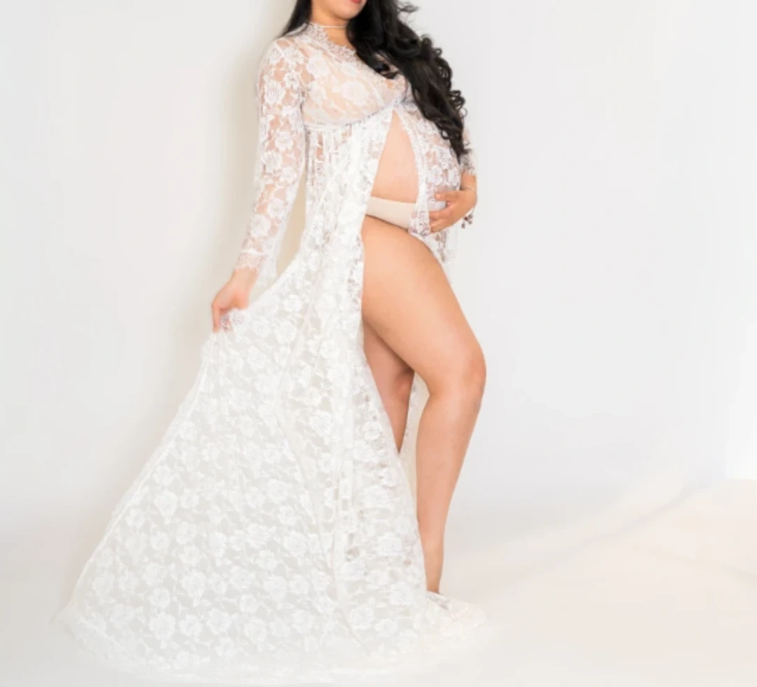 White Lace Maternity Gown
