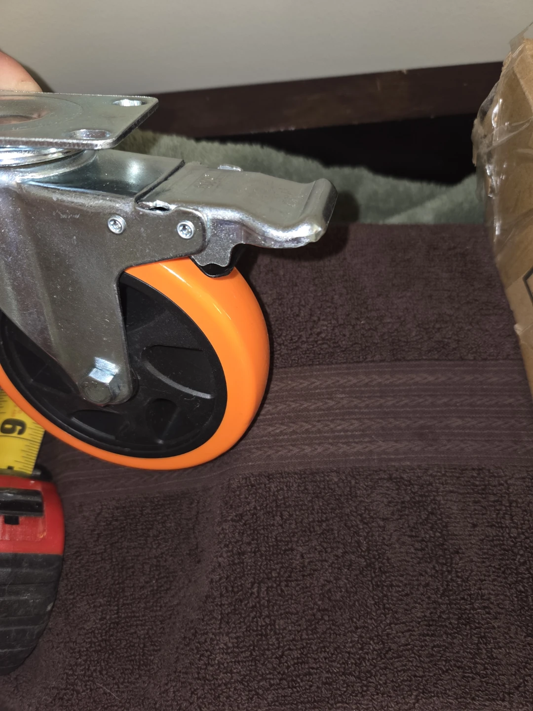 Set of 4 Orange Caster Wheels with Swivel and Foot Locks - photo 2