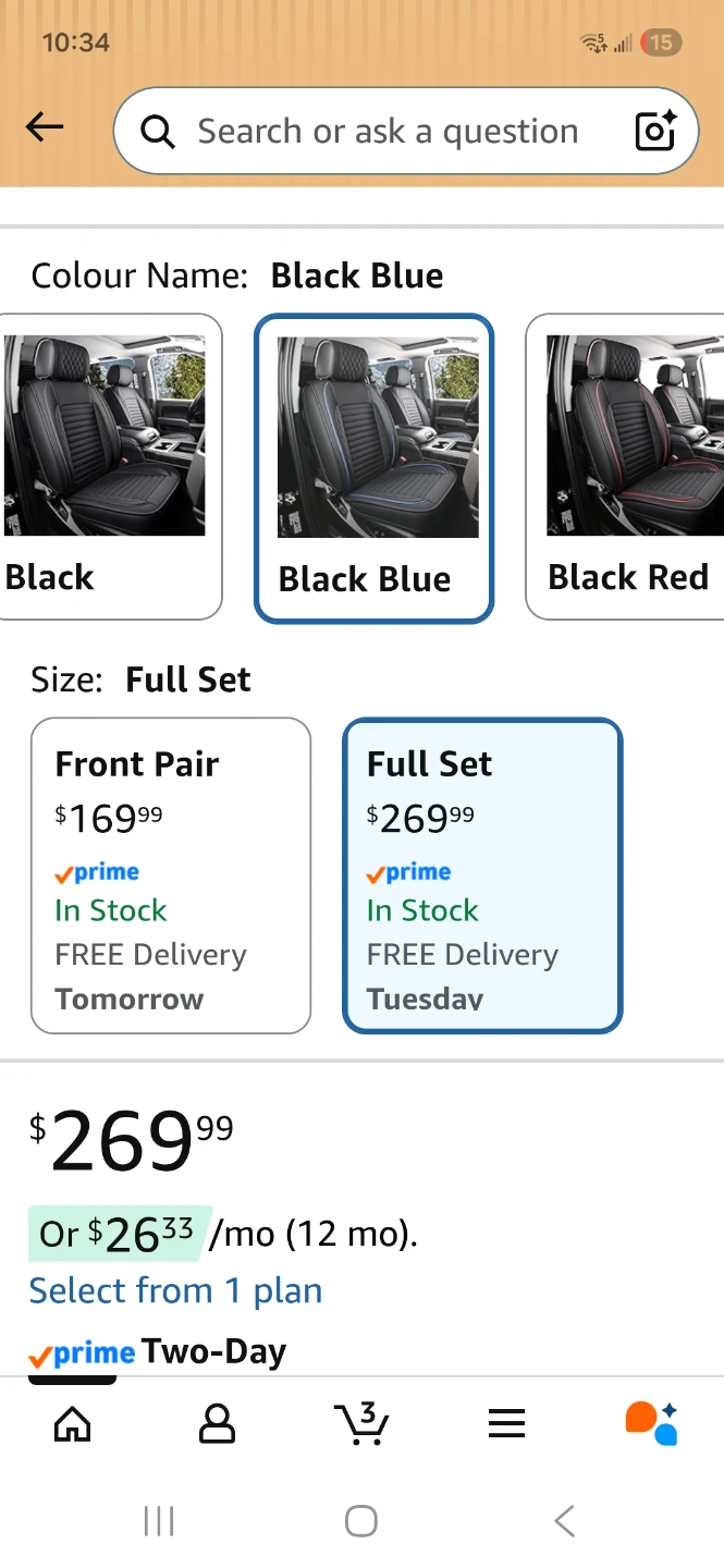Black Blue Full Set Car Seat Covers - photo 2