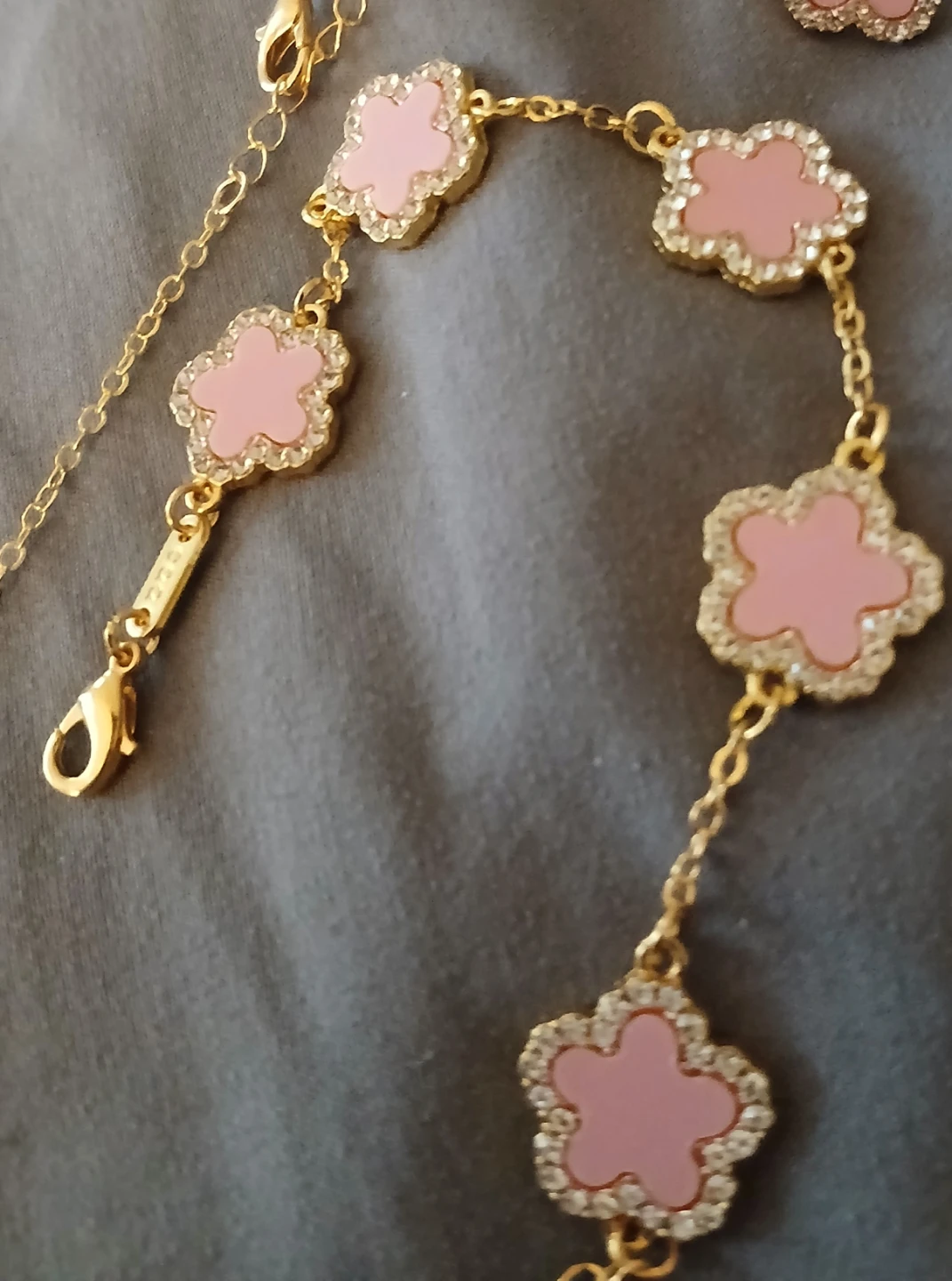 Pink Flower Necklace and Earrings Set - photo 2