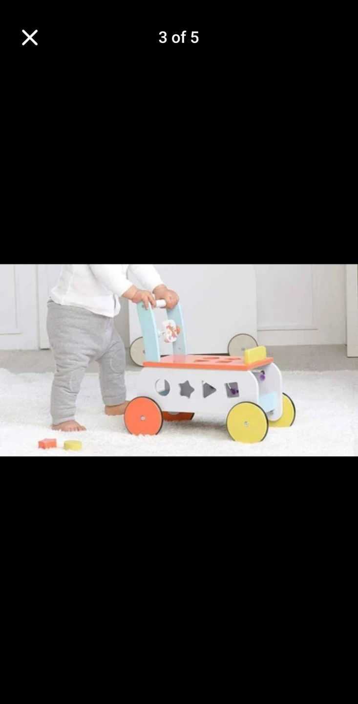 Labebe Baby Walker - 2 in 1 Wooden Push Toy in Orange - photo 3