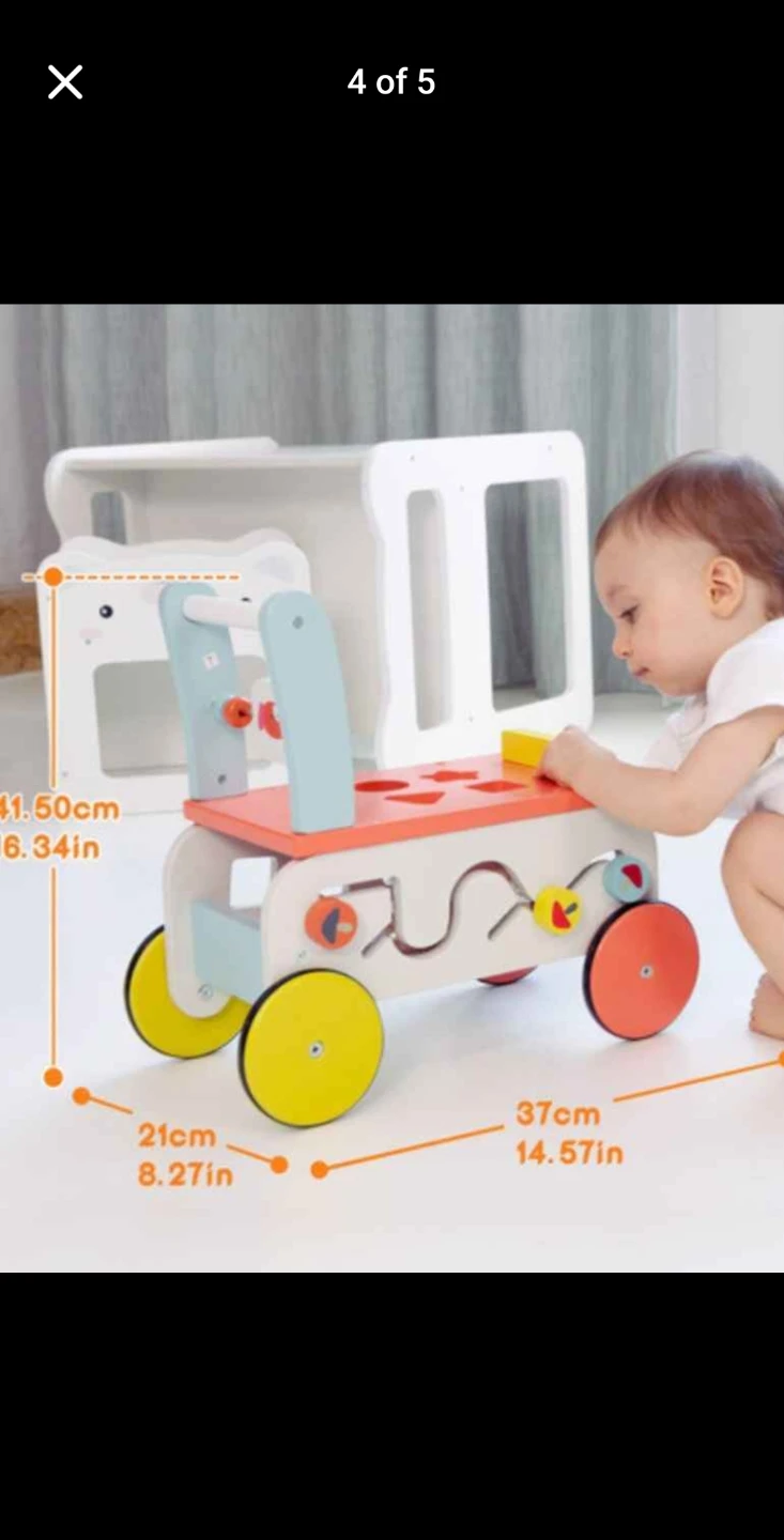 Labebe Baby Walker - 2 in 1 Wooden Push Toy in Orange - photo 4