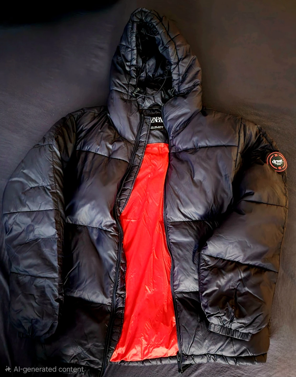 ZARA Puffer Jacket Black Red Lining for men
