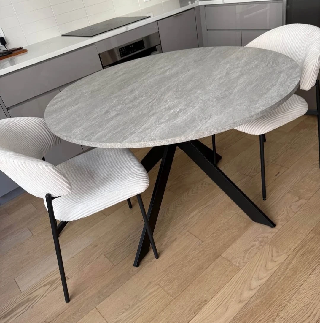 Round Dining Table with Metal Base