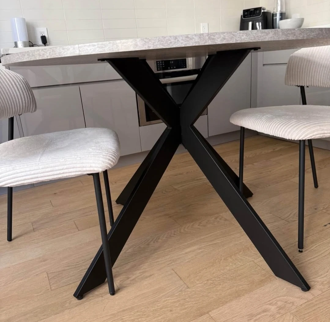 Round Dining Table with Metal Base - photo 2