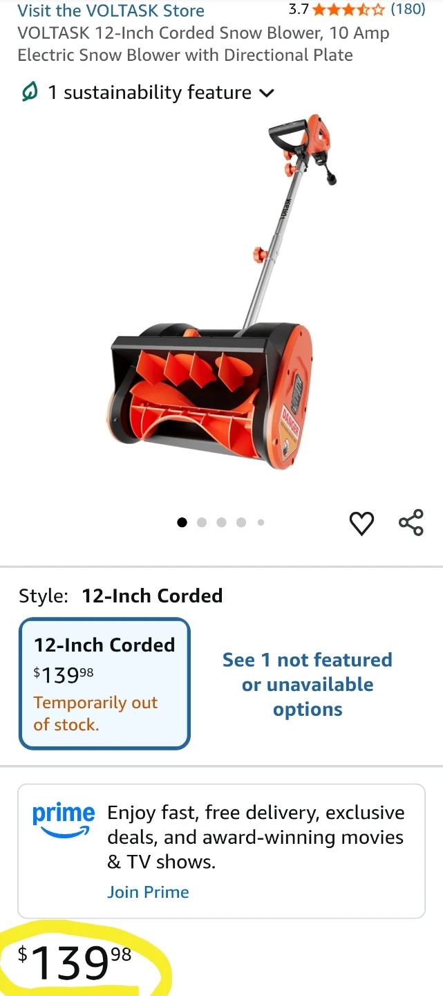 Voltask Electric Corded Snow Blower ❄️🔌🌬️ - photo 2