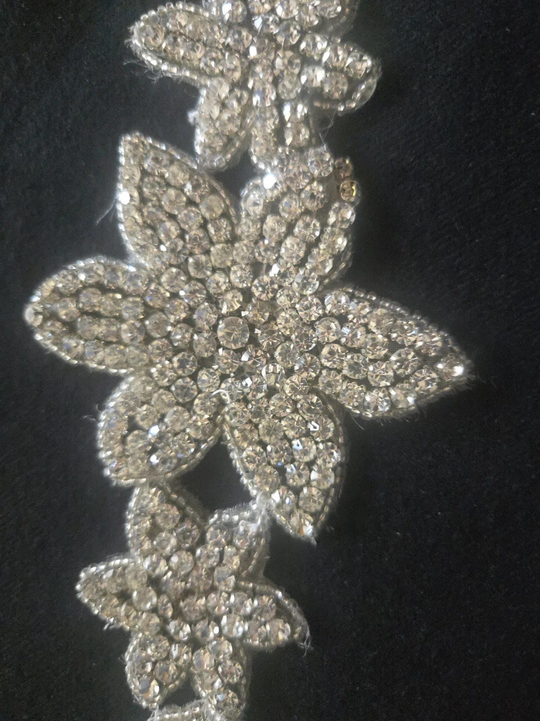 Embellished Rhinestone Flower Trim Applique