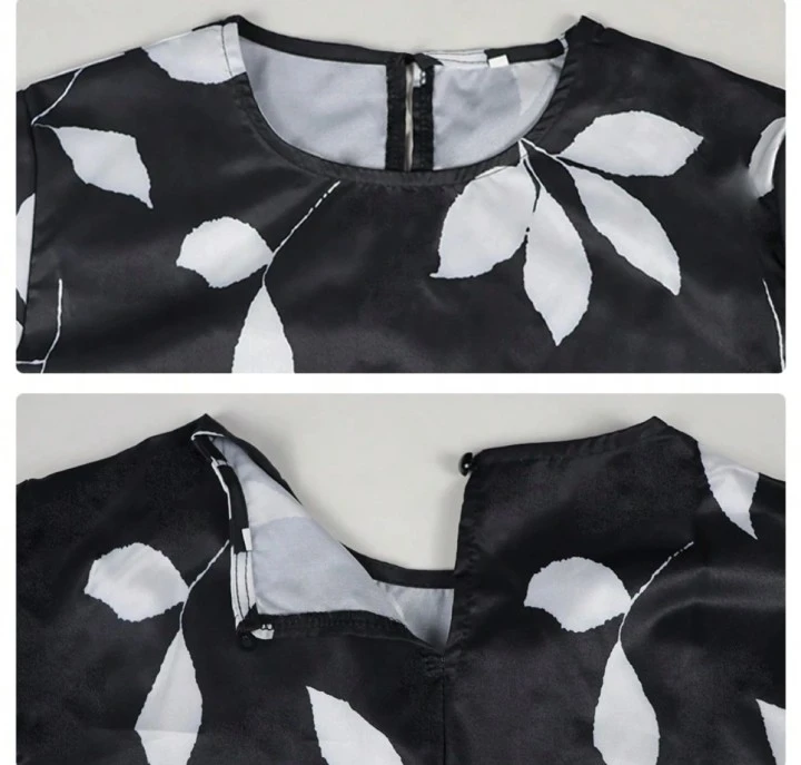 Black and White Leaf Print Maxi Dress - photo 3