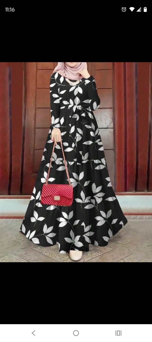 Black and White Leaf Print Maxi Dress - photo 5