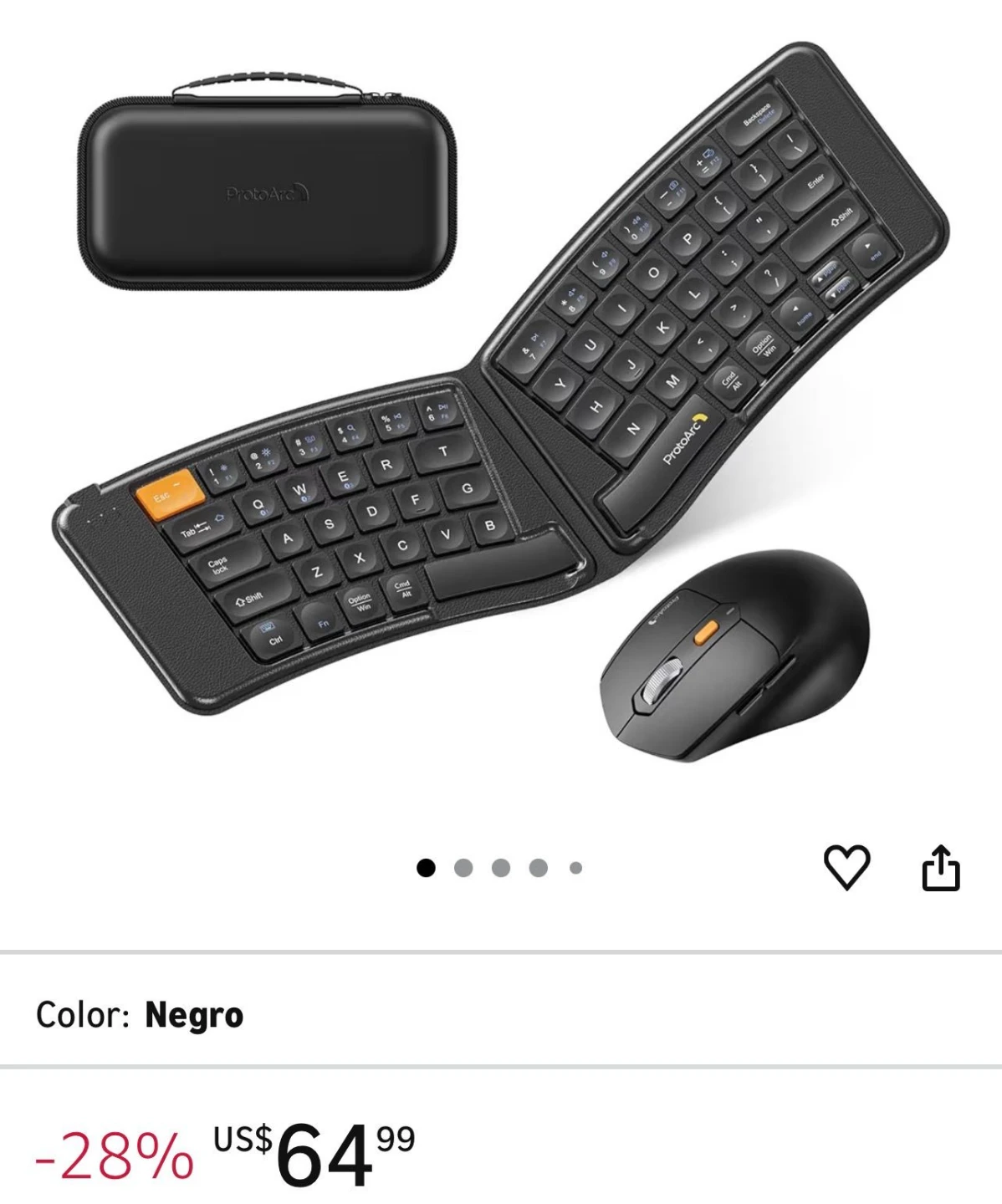 ProtoArc Wireless Folding Keyboard and Mouse with Case - photo 2