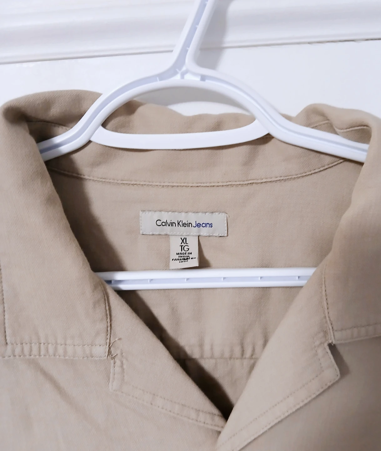 Men XL Beige Short Sleeve Camp Shirt Calvin Klein Jeans - photo 2