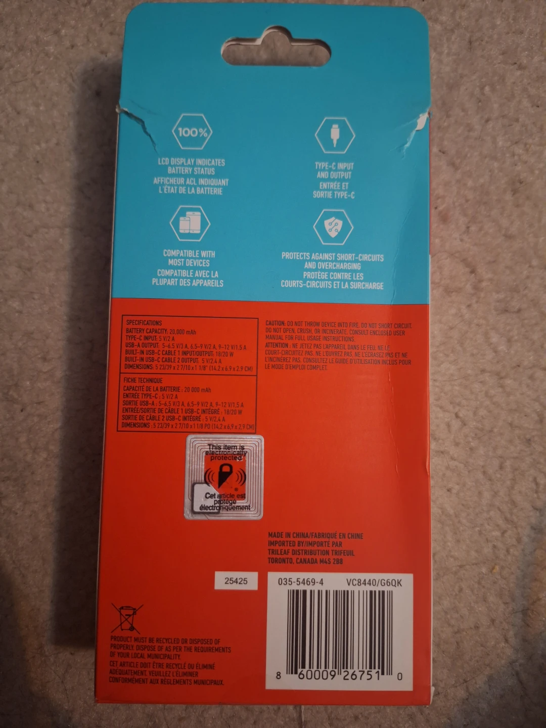 NEW 20,000 mAh Power Bank with Built-in Cables - photo 2