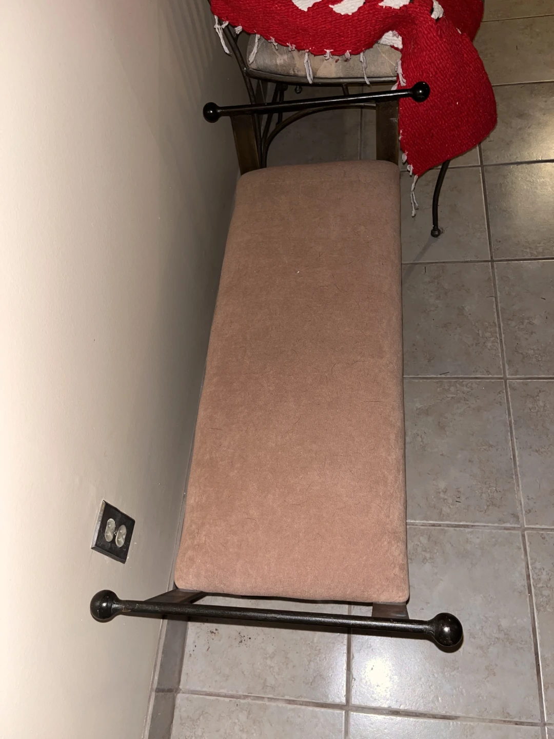 Suede Bench with Metal Frame