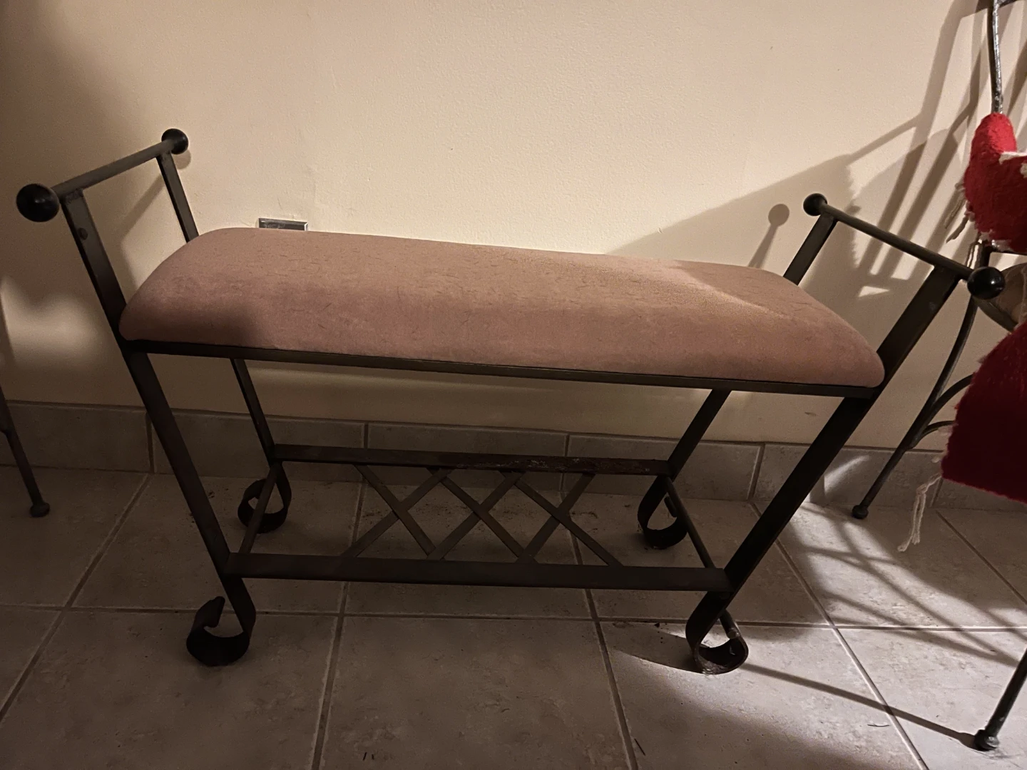 Suede Bench with Metal Frame - photo 2