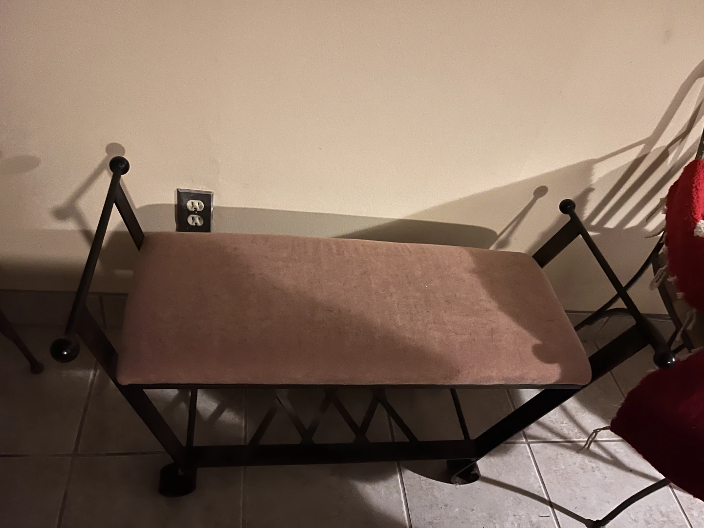 Suede Bench with Metal Frame - photo 3