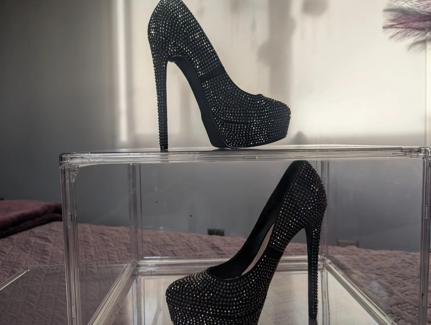 Sparkly Black Platform Heels