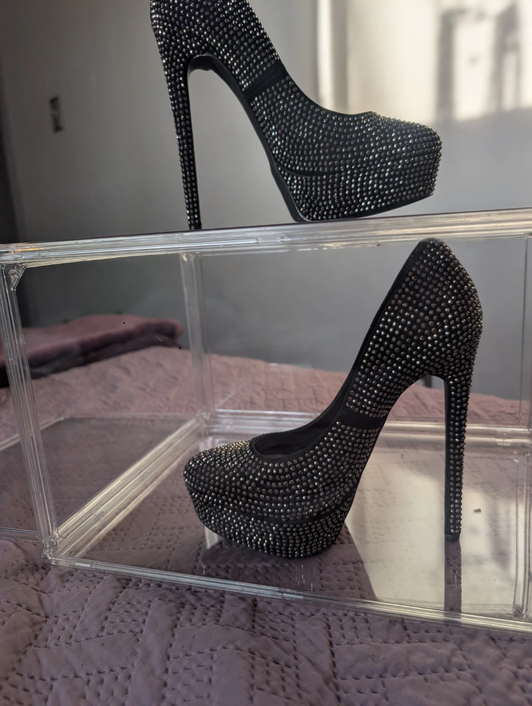 Sparkly Black Platform Heels - photo 2
