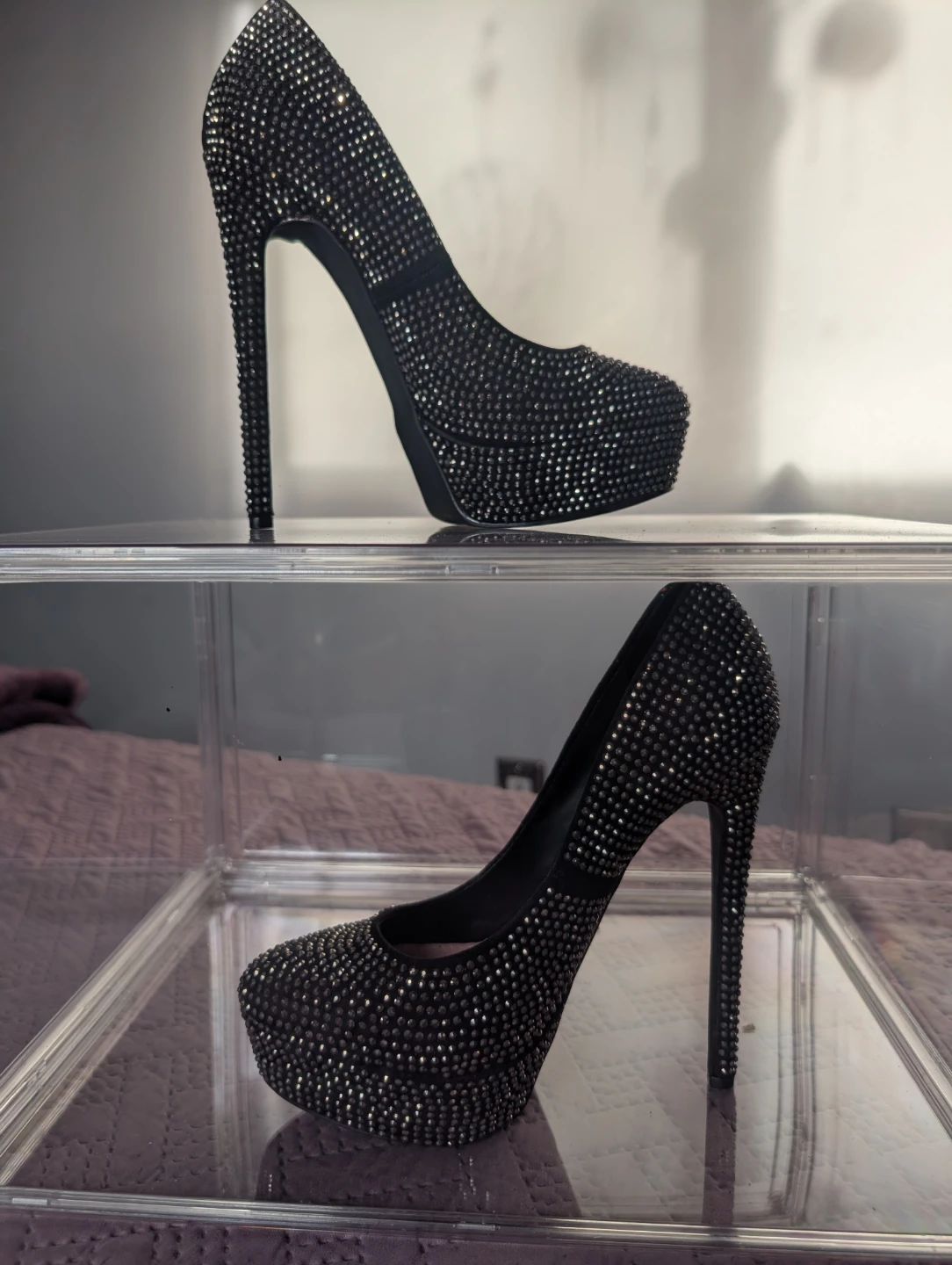 Sparkly Black Platform Heels - photo 3