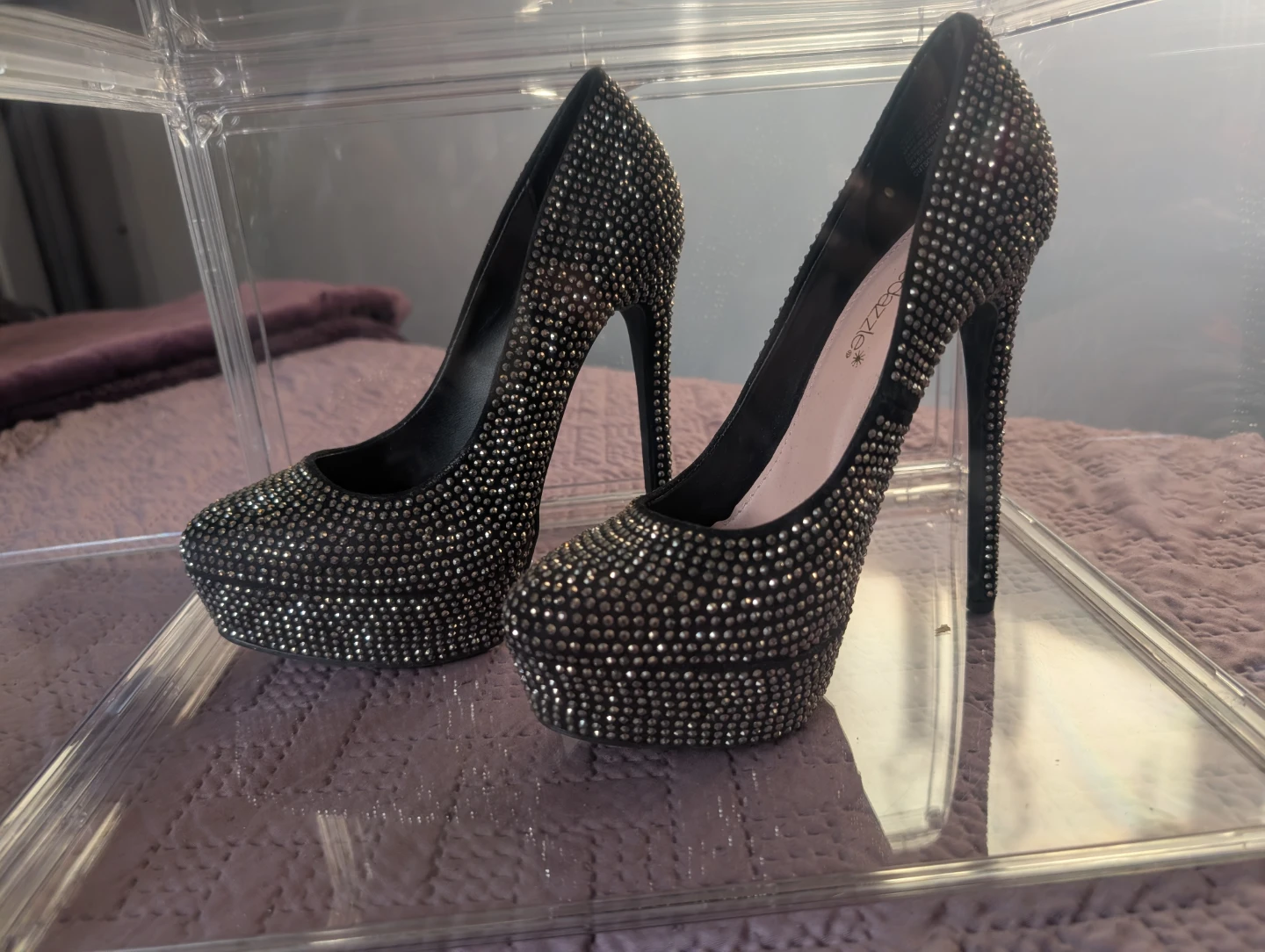 Sparkly Black Platform Heels - photo 4