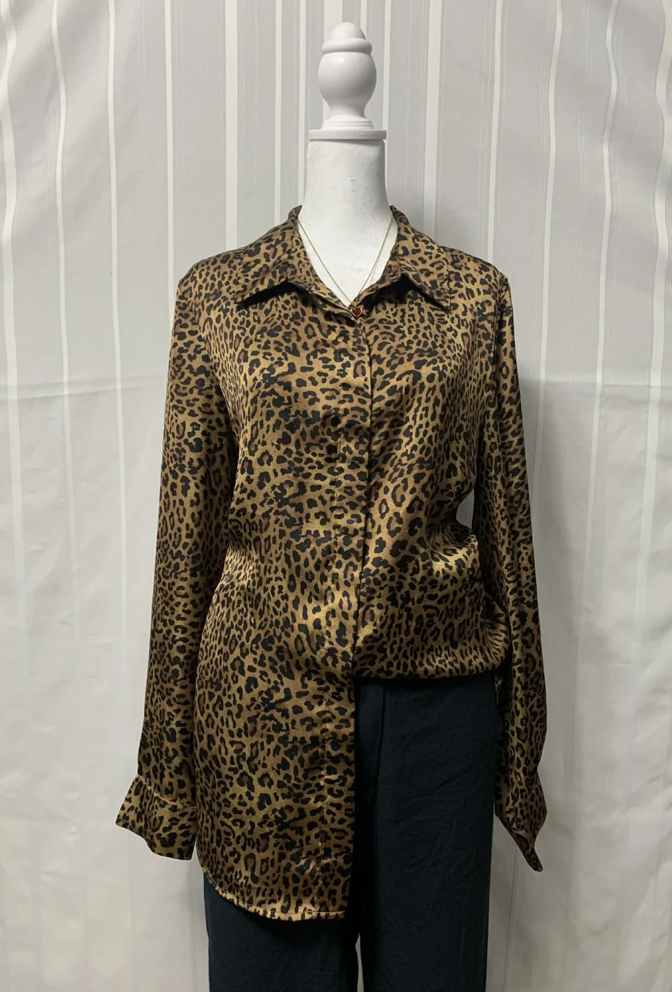 Cleo Leopard Print Button-Up Shirt - Size L