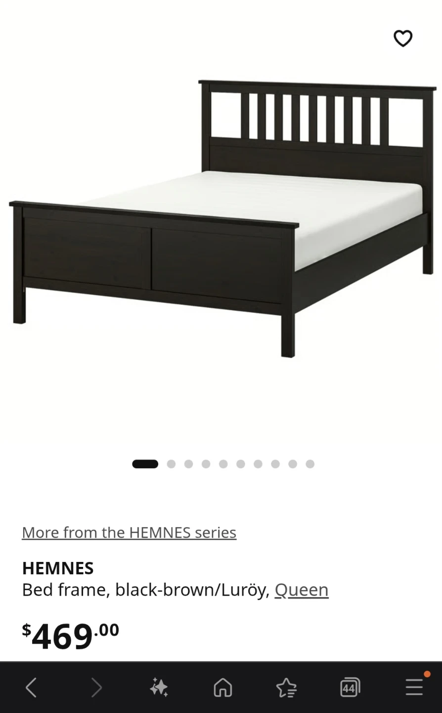IKEA HEMNES Queen Bed Frame - Black-Brown