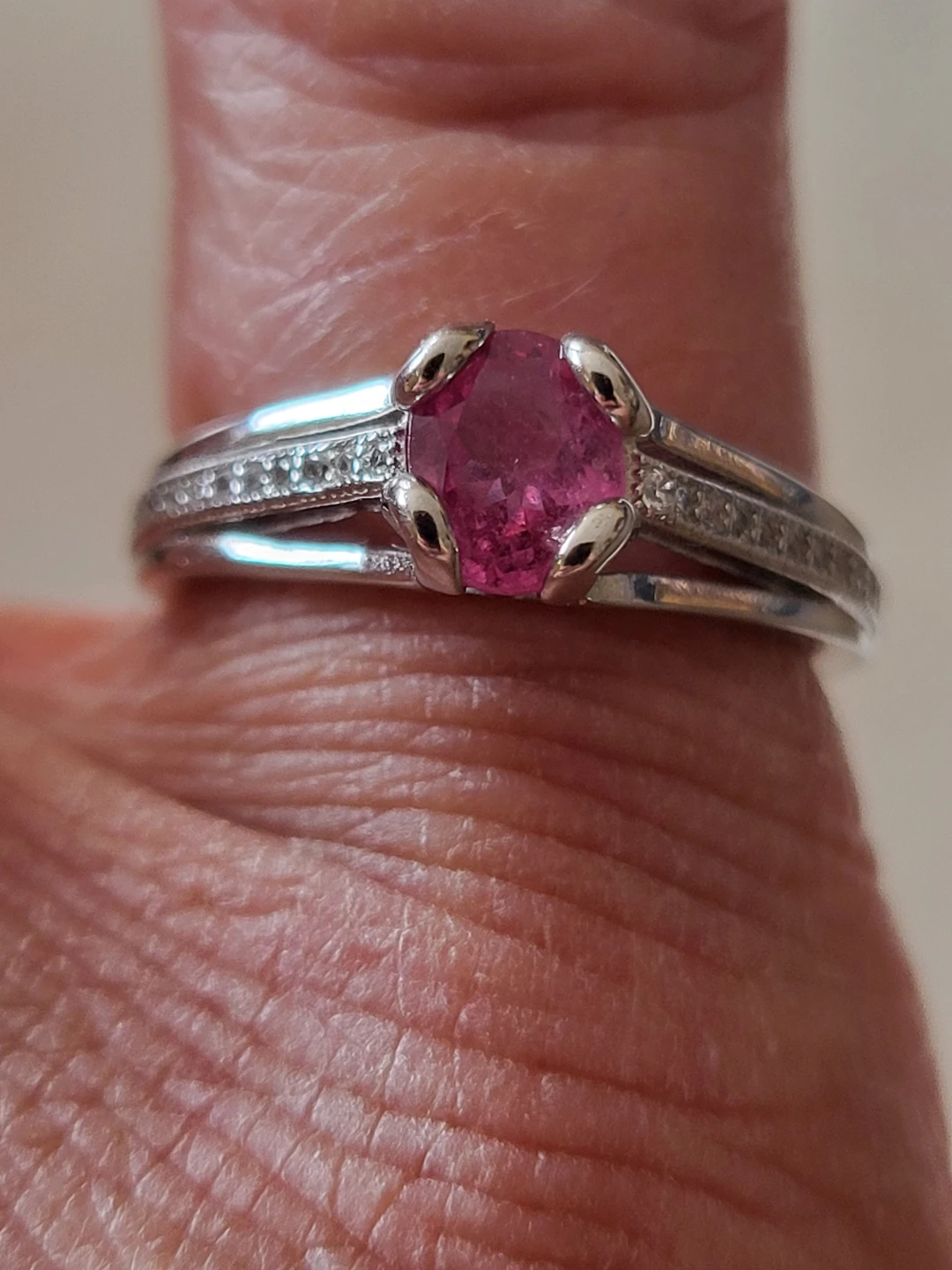 New Sterling Silver Ruby & CZ Ring