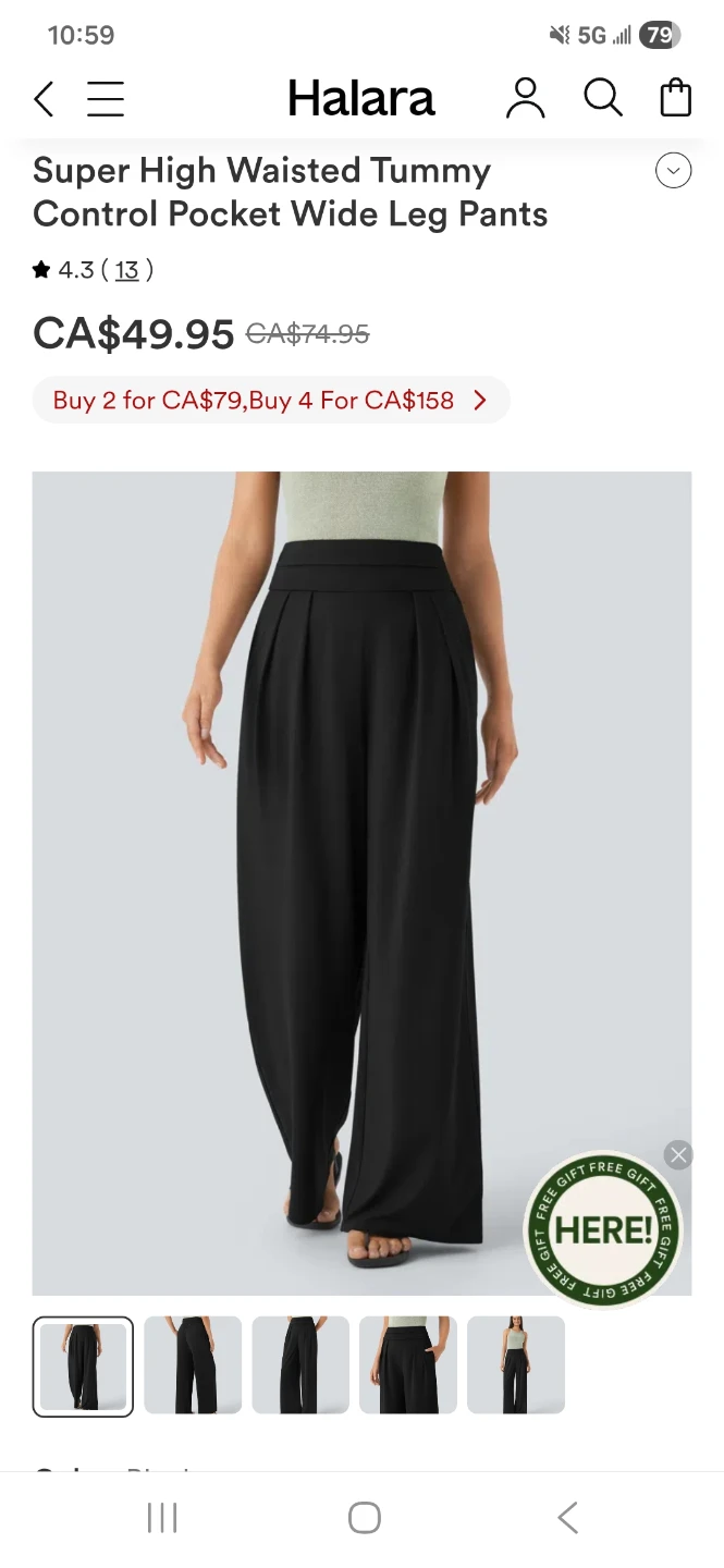 Halara Super High Waisted Tummy Control Pocket Wide Leg Pants